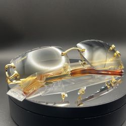 Blue - Yellow Diamond Cut Cartier Sunglasses