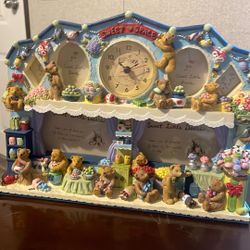 Vintage “Sweet Little Bears “ Clock With Picture Frames 