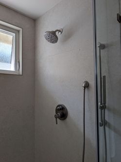 Tile remnants from a bathroom remodel