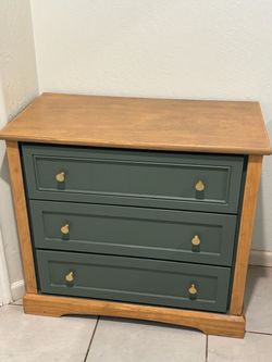 3-Drawer Wood Dresser with Brass Knobs
