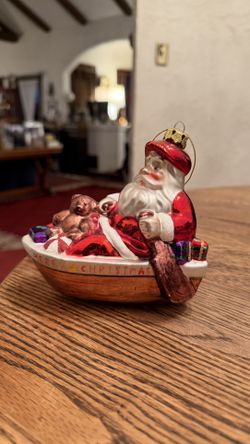 Kurt Adler Polonaise Santa on a dingy Christmas tree ornament blown glass (see Pic For Condition)