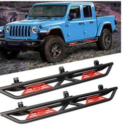 Running Boards Side Steps for 2019 2020 2021 2022 2023 2024 2025 Gla-diator (JT) All Model, Unlimited 4 Door, Nerf Bars Steel Power Coated Unique Desi