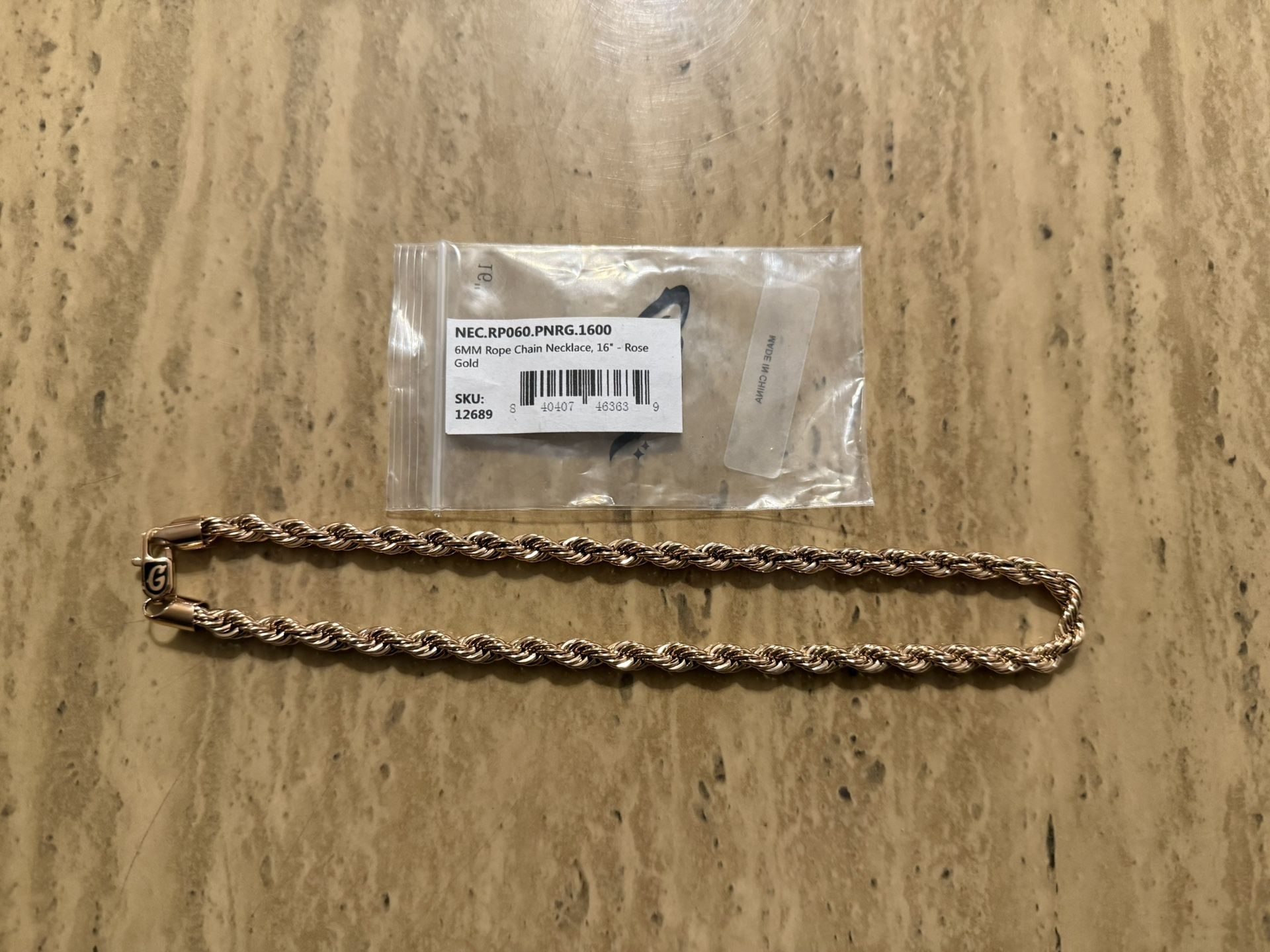 Rope Chain in Rose Gold- 6mm 14k Rose Gold Plated / 16" / Rose Gold