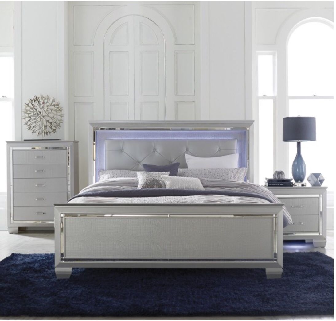 LED BED WITH DRESSER AND MIRROR (PAY IN 3 MONTHS SAME AS CASH)