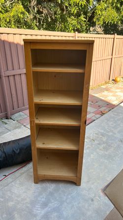 Tall Narrow Wood Bookshelf 5 Shelves