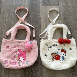 **2 Styles**Brand New Sanrio Fluffy Shoulder/Crossbody Bag with Closing Button