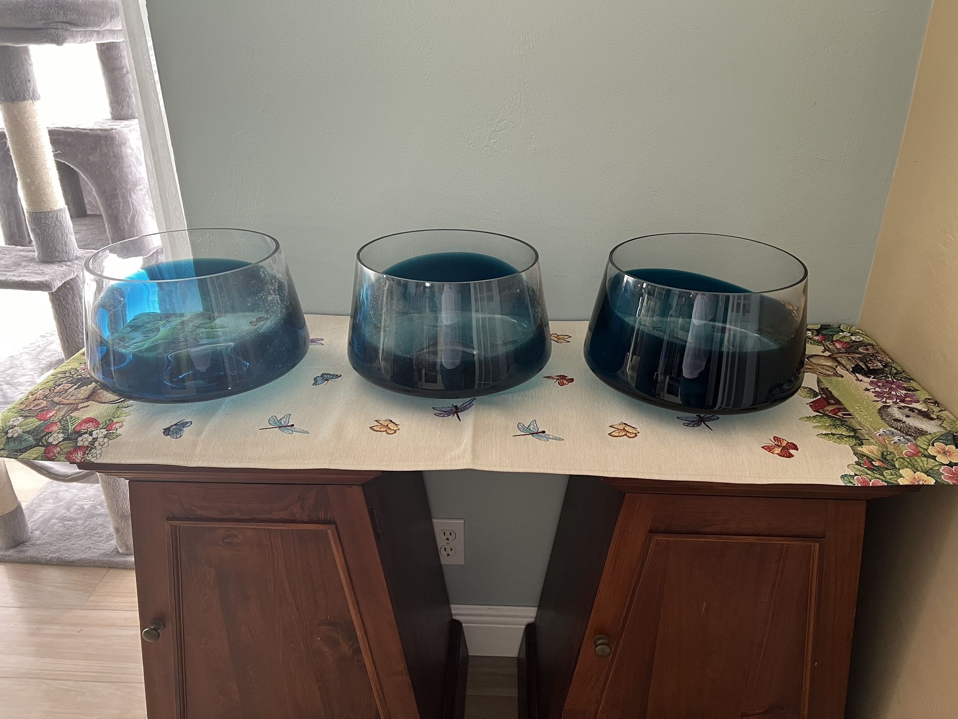 3 Handmade Crystal Bowls