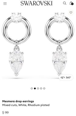 Swarovski Mesmera Drop Earrings Mixed Cuts, White, Rhodium Plated