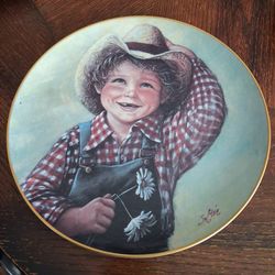 Vintage porcelain collector plate titled "Jed" by artist Su Etem from the American Legacy Ltd. "Children to Love" series.