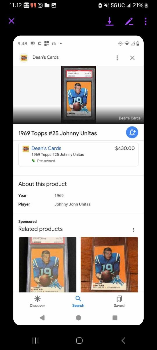 Johnny Unitas Special edition