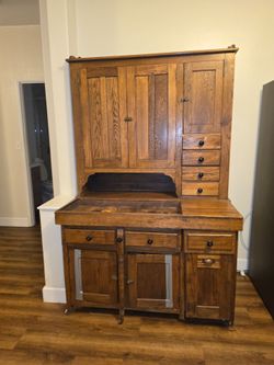 Antique Oak Hoosier Kitchen Cabinet