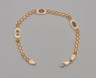 14K Yellow Gold Bismarck Bracelet 7" Italy Lobster Clasp
