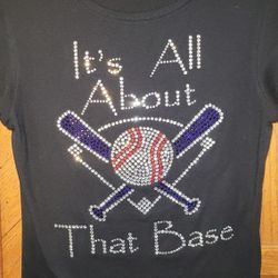 Women's Size Large (Jrs) Baseball Rhinestone T-shirt 
