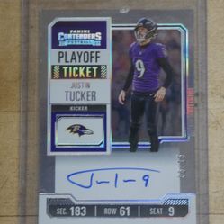 JUSTIN TUCKER KICKER PANINI CONTENDERS  PLAYOFF TICKET SEC 183 ROW 61 SEAT 9 N0. CTA-JTU .   
