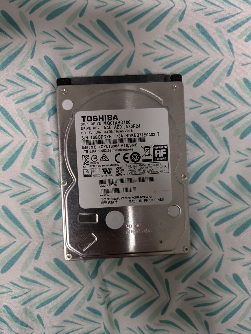 Toshiba MQ01ABD100V 1TB 1000GB 2.5" SATA Laptop Internal Hard Disk Drive HDD