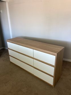 9 drawer white/tan wooden dresser