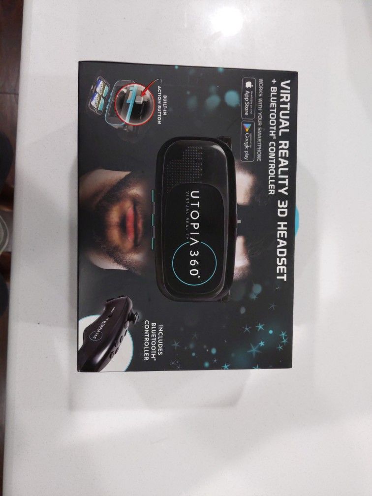 New In Box VR Headset With Bluetooth Controller