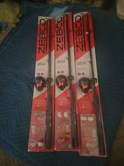 3 Zebco fishing poles