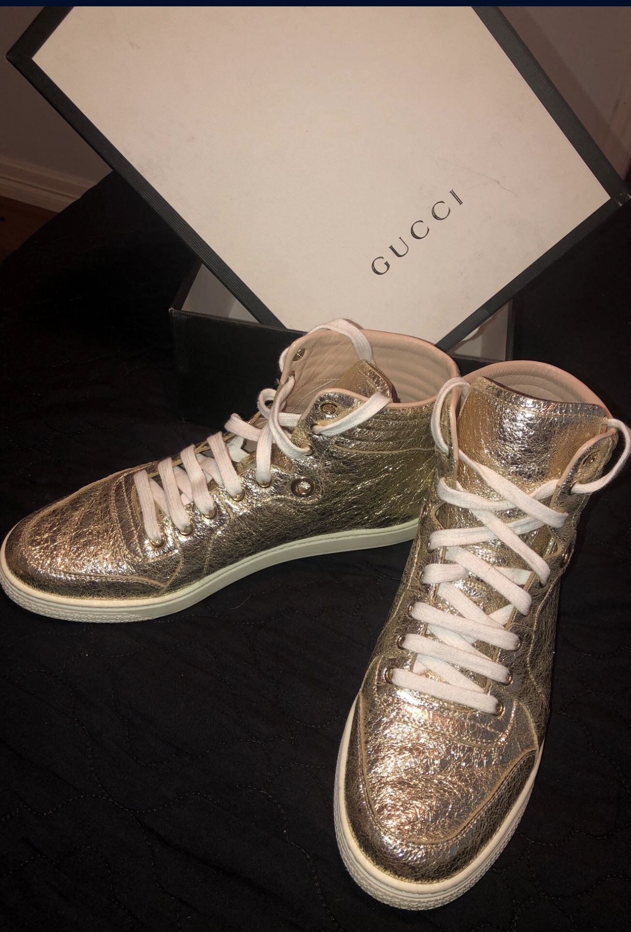 Gold Gucci High Top Sneakers
