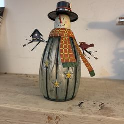 Snowman Candle Holder Vintage 