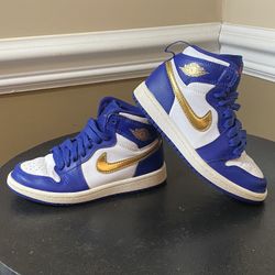 Nike Air Jordan 1 Retro Blue Gold Medal Youth Kids Shoes Size 11C 705303-406