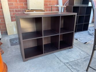 Dark Brown 6-Cube Storage Bookcase, TV Stand, Console Table