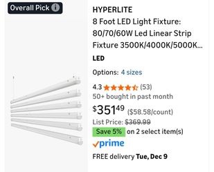 HYPERLITE LED Linear 8ft Strip Fixtures