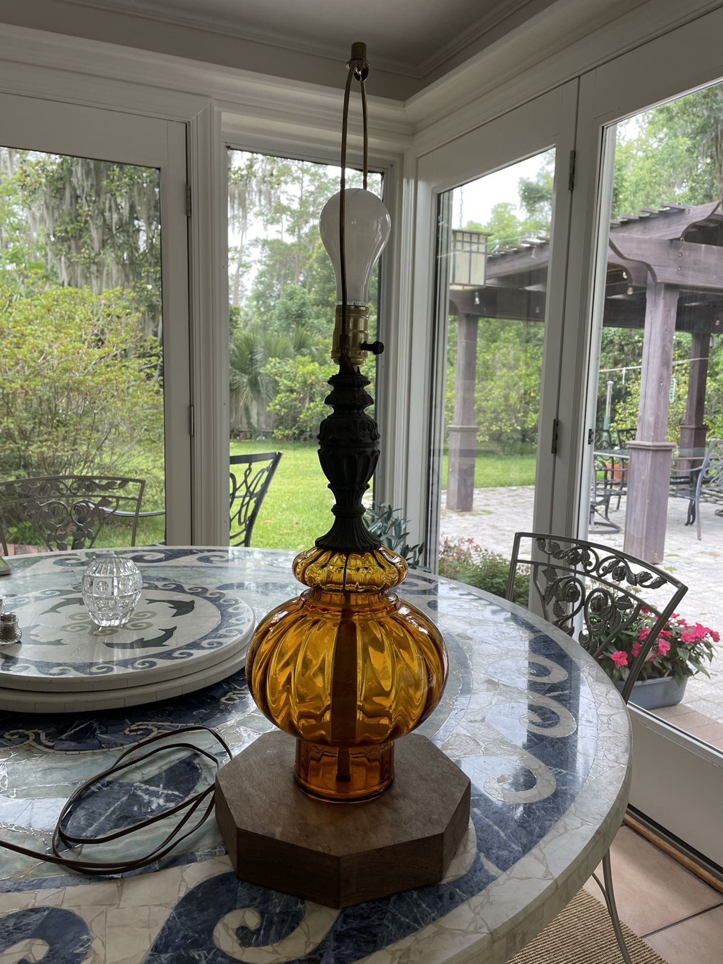 1960’s Amber Glass Lamp