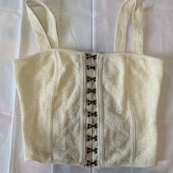 Free People Ivory Lace Tank with Hook Accents
