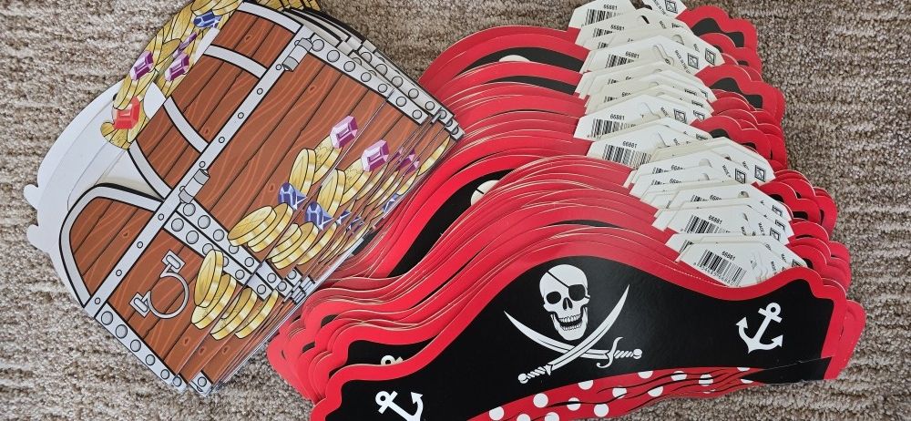 Paper Pirate Hats And Paper Treasure Chests Party Supplies NEW
