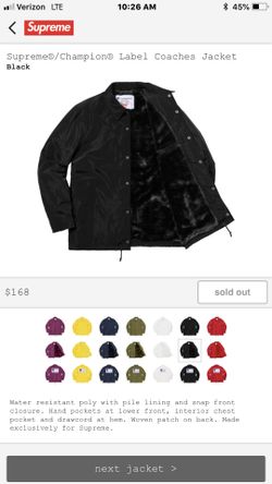 Supreme Champion Coaches Jacket Black Medium for Sale in Riverside