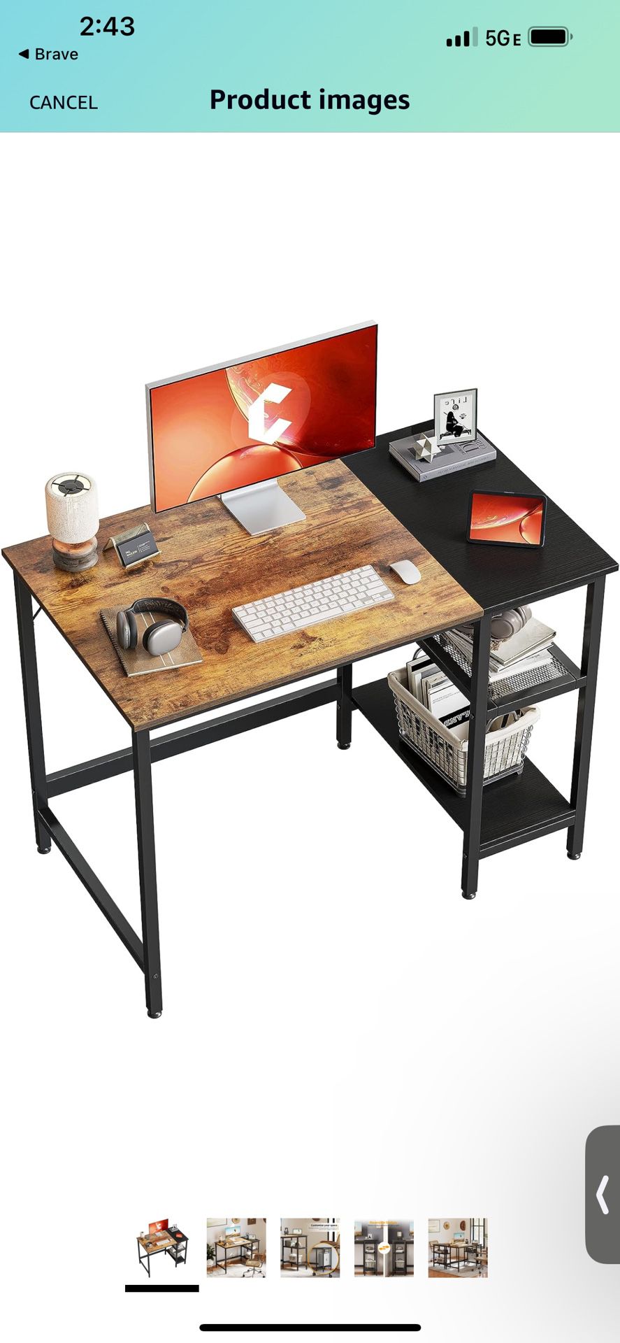 CubiCubi Computer Home Office Desk, 40 Inch with Storage Shelves