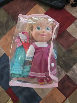 MASHA AND THE BEAR DOLL 10" TALL & CLOTHES SEE DESCRIPTION