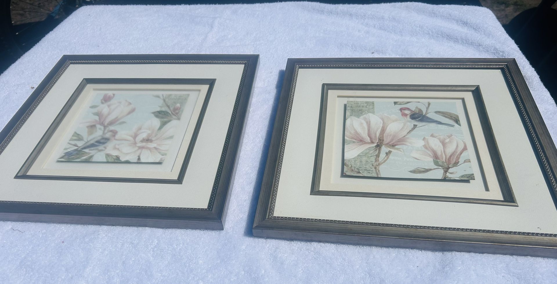 Set Of Three Prints  Great Shape  Gold Tone Frame 13x13 Excellent Condition 