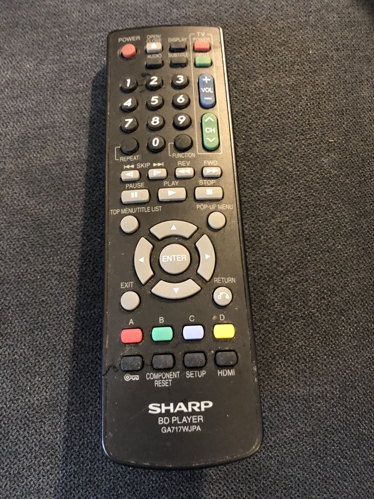 Sharp Bd Player Remote Control