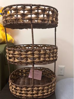 Rattan 3 tier organiser