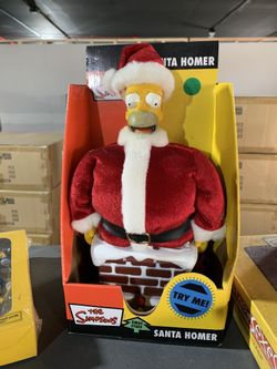 2004 THE SIMPSON SANTA HOMER FIGURE TALKING STUCK IN THE CHIMEY