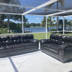 Leather Couch and Loveseat