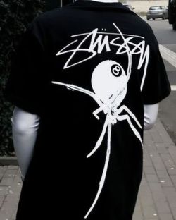 Stussy Authentic Arachnid Pigment Dyed Natural Black Tshirt Size S-XL