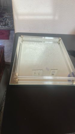 Mirrored Decorative Tray with Gold Corners