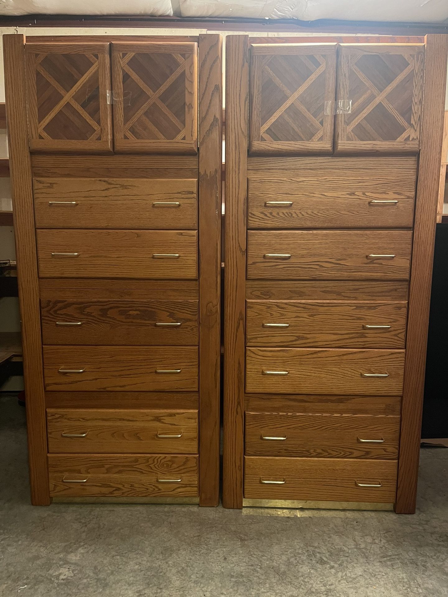 Heavy oak tower dressers