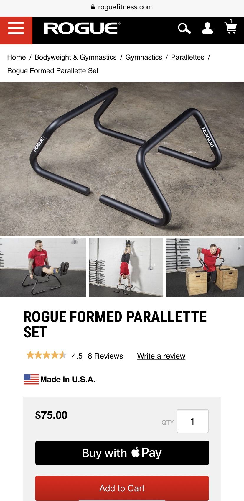 ROGUE Fitness Formed Parallette Set CrossFit Gymnastics for