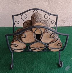 Black Wrought Iron Wellesley Folding Log Holder 15Hx15Wx13.5D.