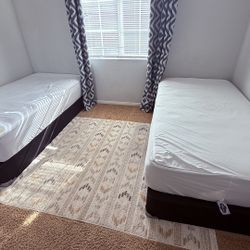 Two Twin Beds. Spring Box and Matrees Like New