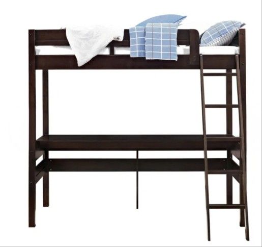Bunk Bed With Desk And  the mattress.
