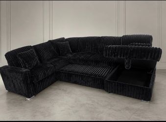 CORDUROY SLEEPER SECTIONAL 😍🖤 U SHAPE