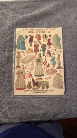 Antique Paper Cut Out Doll & Clothes-Exact Replica Of Museum Collection Of The Late 1800’s