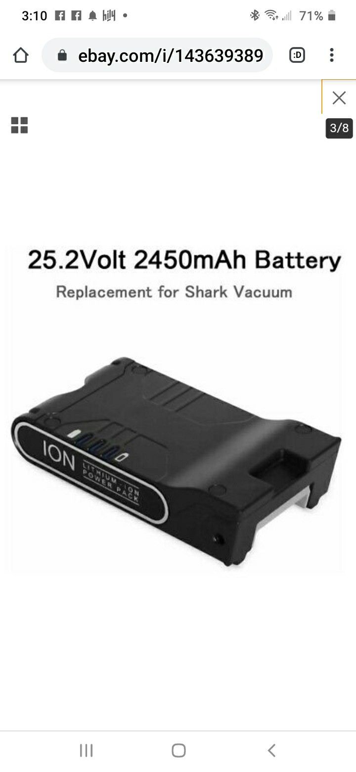 Shark vacuum replacement battery 25.2 volt lithium-ion 2.45 a h