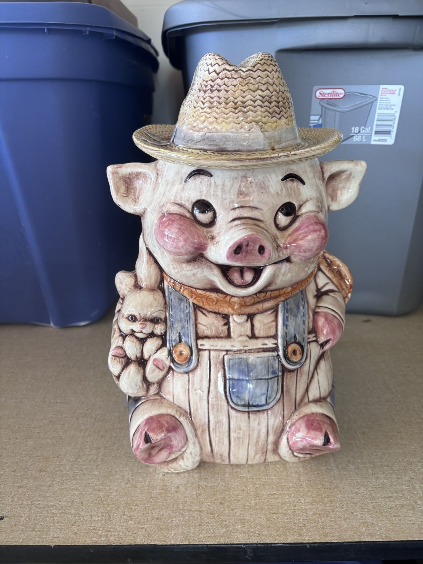 Treasure Craft VTG 60’s Farmer Pig Cookie Jar