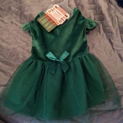 NWT Green Velvet/Glitter Tulle Pet Dress
